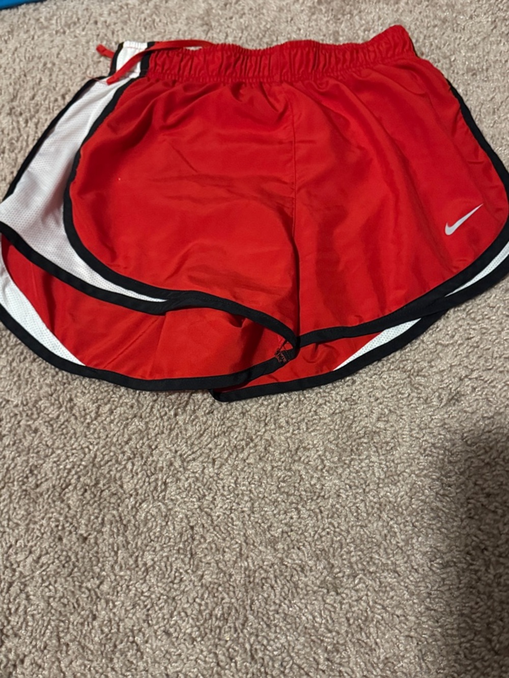 Nike Women's Red Athletic Running Shorts with Black Trim